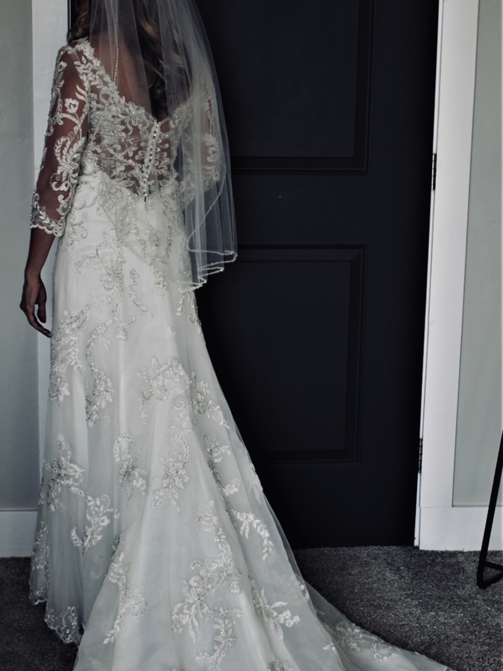 Maggie Sottero A line wedding dress and veil